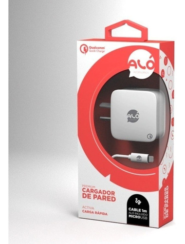 Imagen 1 de 2 de Cargador Pared Alo Cable Micro Usb Activa Carga Rapida 3.6a