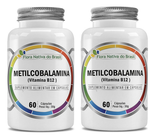 Kit 2x Vitamina B12 (metilcobalamina) 60cáps Flora Nativa