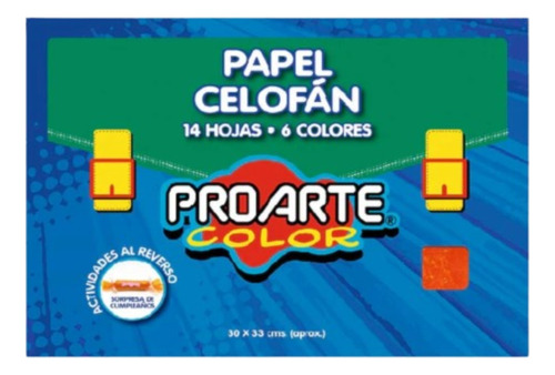 Estuche Papel Celofan Proarte 14 Hojas 6 Colores