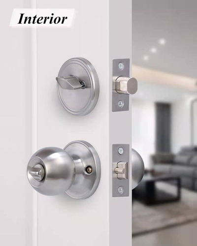 Juego De 3 Pomos De Puerta De Entrada Con Llave Y Cerrojo De