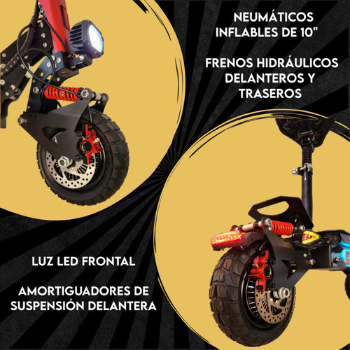 Scooter Eléctrico Instigo Extreme Doble Motor de 2400w c/u Vel Max de 75 Km/h Batería intercambiable con 60km de autonomía Llantas Todo Terreno resistente al agua IP57 pantalla LED soporta hasta 150kg