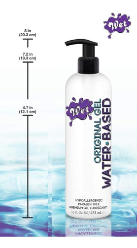 Lubricante Wet Original 16 Onzas / 475ml Base Agua Sin Olor