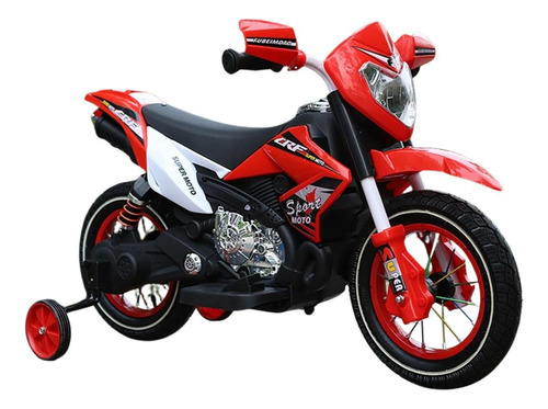 Motocicleta Eletrica Infantil Vermelha C/ Rodas Apoio 6v7ah
