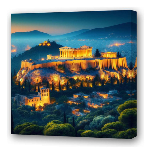 Cuadro 60x60cm Acropolis Antigua Grecia Paisaje Viaje M4