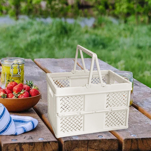 Caja De Almacenamiento Plegable Cesta De Compras Blanco