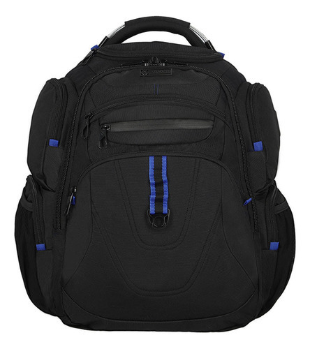 Mochila para laptop masculina Epic 17' USB preta/azul, cor preta