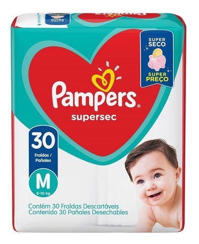 Kit Com 4 Pacotes Fraldas Pampers Supersec Atacado Barato M