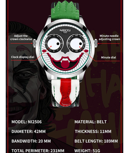 Relojes De Pulsera Nibosi De Cuero Con Forma De Payaso Y Cua