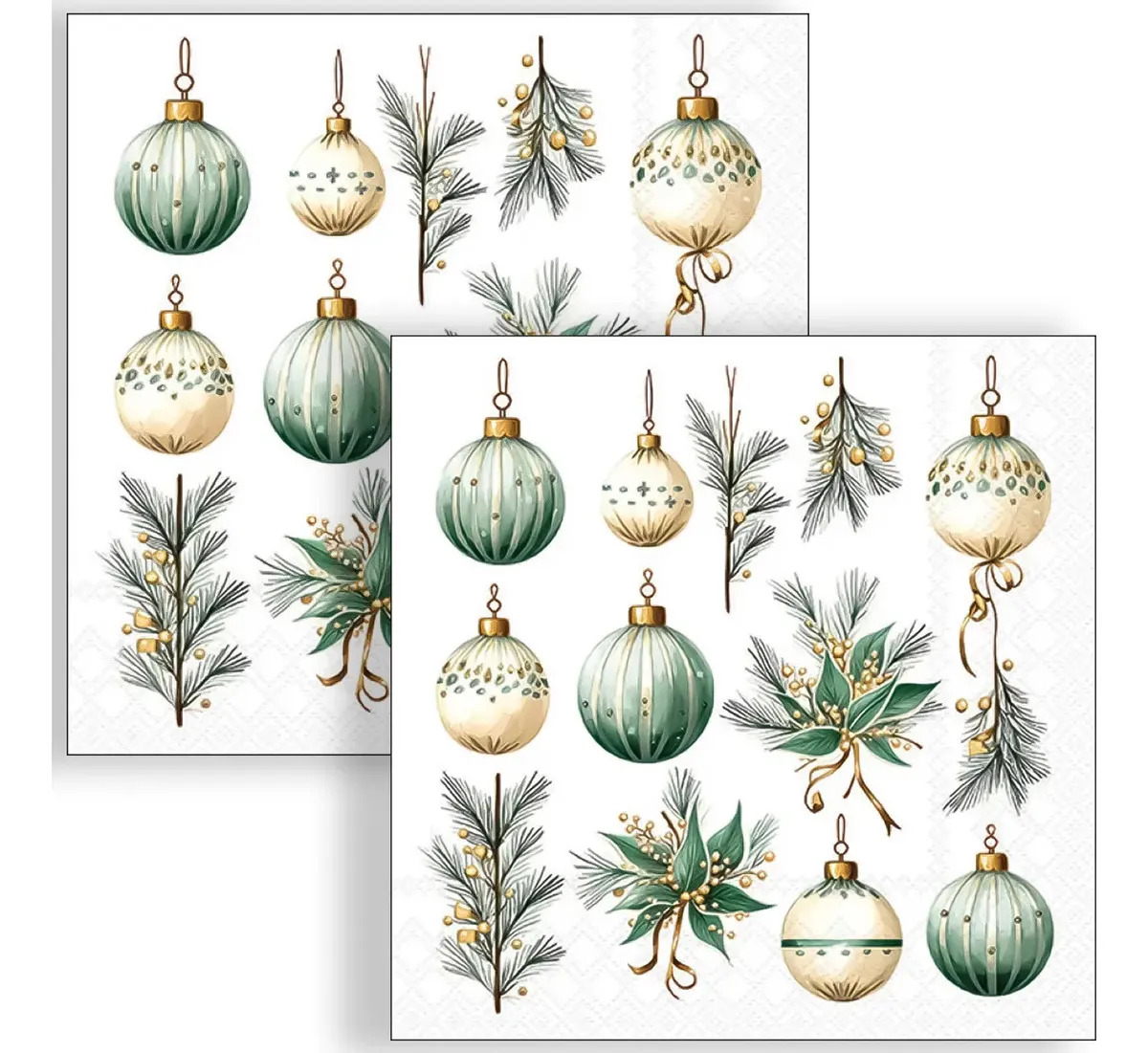 Guardanapo P/ Decoupage Ambiente 33x33 Enfeites De Natal C/2 Enfeites Pendurado Verde Natal