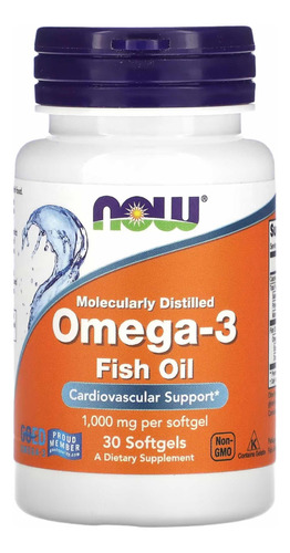 Suplemento en cápsulas blandas NOW  Omega-3 omega 3 en pote 30 un