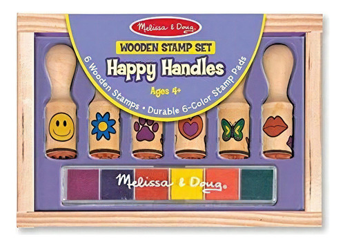 Melissa - Doug Happy Handles Juego De Sellos De Madera: 6 Se