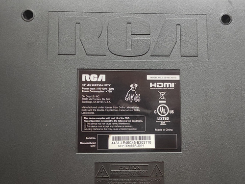 Imagen 4 de 4 de Tv Led Rca 46 Full Hd 1080p Tarjeta Main O Vídeo Mala