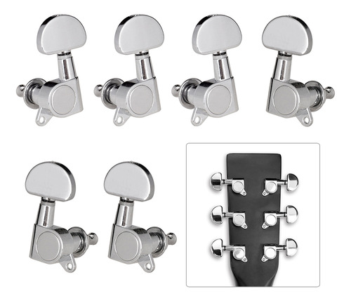 Afinador De Cuerdas Closed Folk Knobs String (3l3r), 6 Pieza