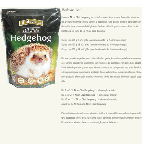 Alcon Club Hedgehog 350g Super Premium Para Ouriço Pigmeu