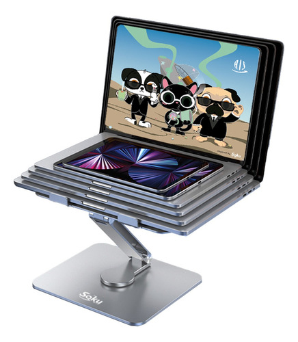 Soku Soporte Para iPad Mac Laptop Hasta 17 Pro Extra Fuerte Color Plata