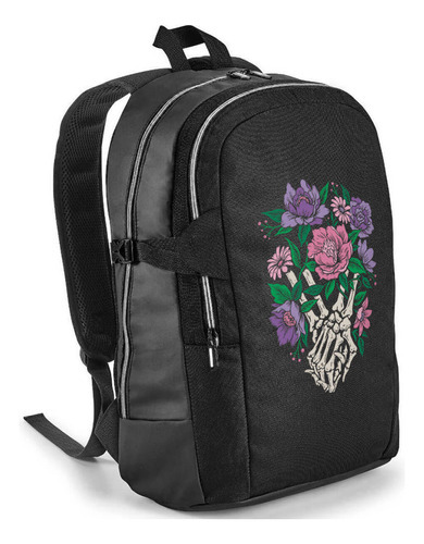 Mochila Para Notebook 17 Polegada Esqueleto E Flores
