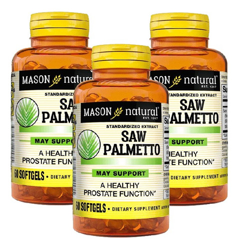 Saw Palmetto 160mg Hiperplasia Prostática Americano Pack X3