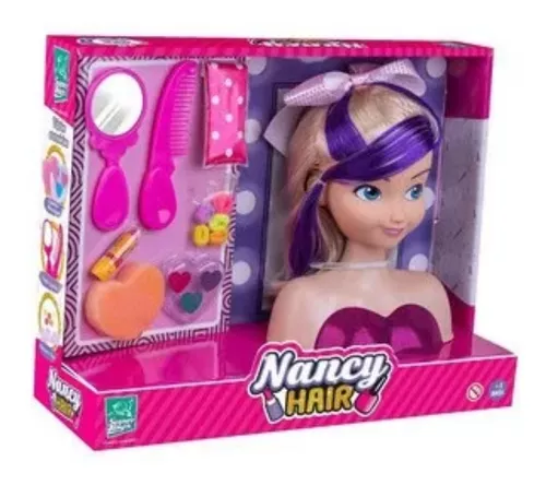 Boneca Busto Nancy Hair Faz Penteados E Maquiagem -supertoys