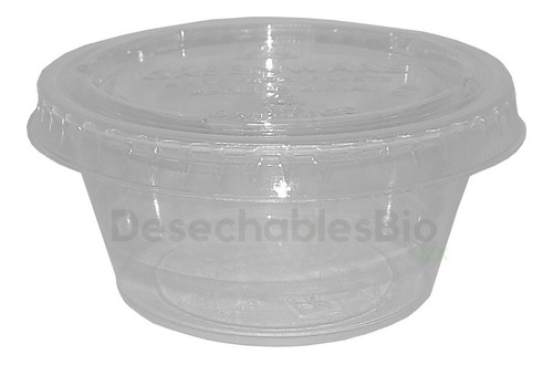 Imagen 3 de 8 de 50 Copas / Vasos Soufflé 2 Oz. Con Tapa Biodegradable Pla