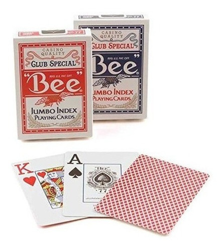 2 Barajas Bee Jumbo Naipes Red And Blue Deck Casino Calidad