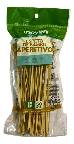 Palito De Bambu Gourmet Com Nó Petiscos Inoven 15 Cm 50 Un