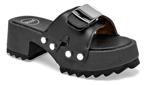 Sandalia Plataforma Mujer Tacuba Shoes 600 Negro Herrajes