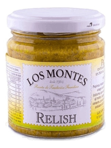 Relish Pepinos Vinagre Y Mostaza Los Montes 200g