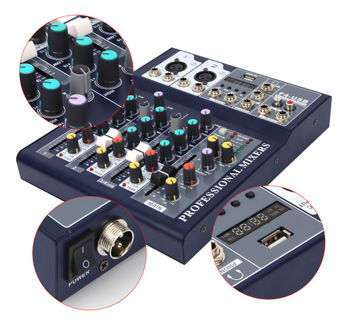Mesa De Mezclas Mixer Professional Sound De 4 Canales Para