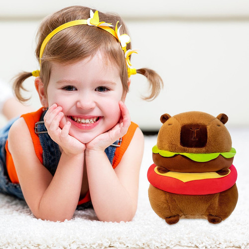 Peluche Capibara Hamburguesa Café Suave Y Esponjoso