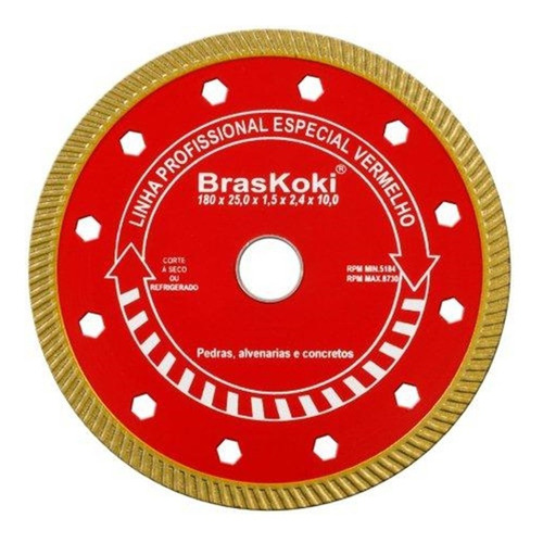 Disco Diamatado Braskoki .180mm Tjet Vermelho C138339