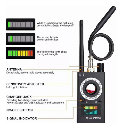 Detector Profesional Camaras Espias Gps Microfono Señal Rf