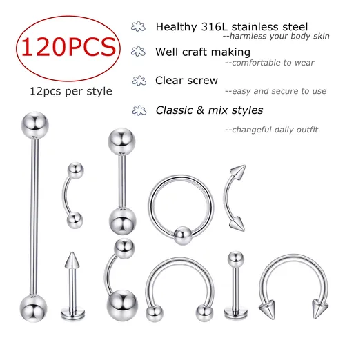 Lote De Piercing De Joyería Cuerpo De 120 Uds., Lote D...
