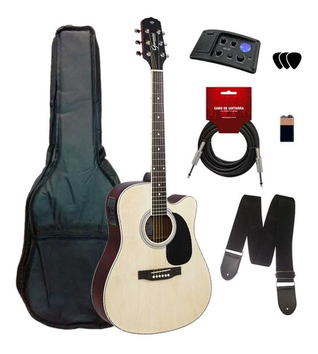 Violão Giannini Elétrico Gsf1 Gnf1 Gdc1 Kit Bag E Acessórios