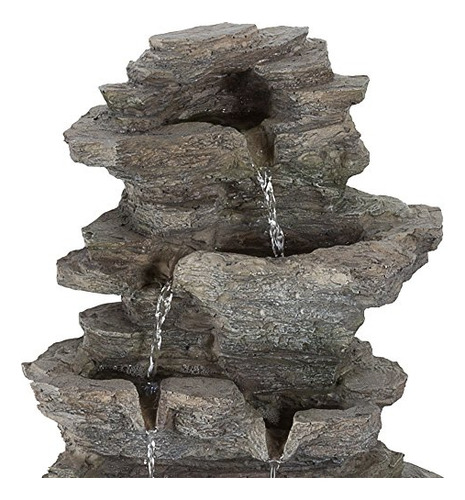 Fuente De Cascada De Mesa Con Rocas En Cascada Y Luces Led -