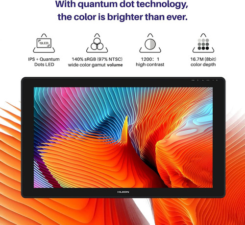 Huion Kamvas 24 Plus Qhd - Tableta De Dibujo Gráfico Con Pan
