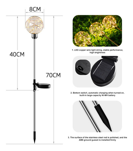 Z Estacas De Jardín Con Luz Solar Para Exteriores, 2