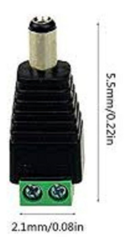 Imagen 2 de 10 de Pack X 10 Conector Plug Macho Alimentacion Bornera Tira Led