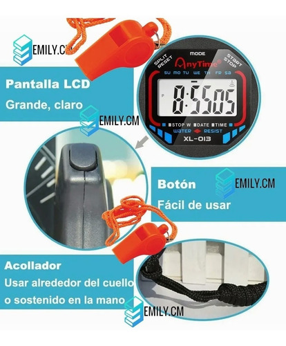 Cronómetro Digital E Impermeable Para Deporte Con Silbato