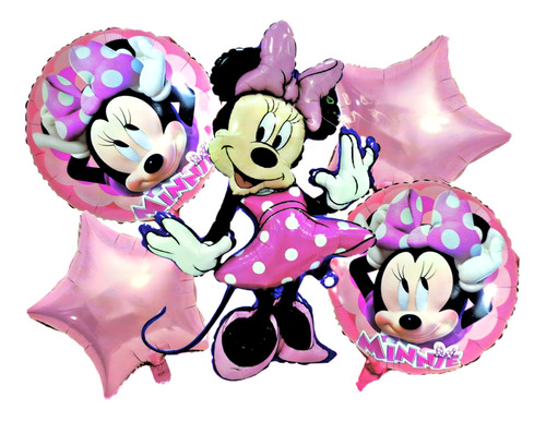 Bouquet Globos Minnie Mouse X 5 Piezas