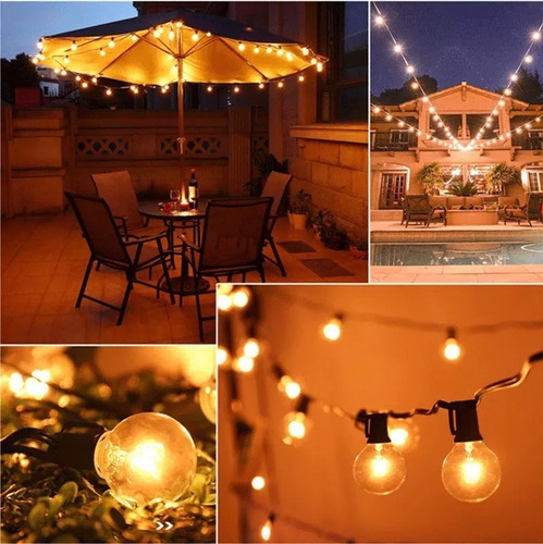 Imagen 4 de 10 de Serie De Luces Vintage Exterior Con 25 Focos G40 5w