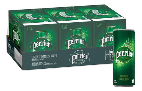 Pack 24 Agua Perrier Mineralizada Lata 330 Ml + Ron Flor De