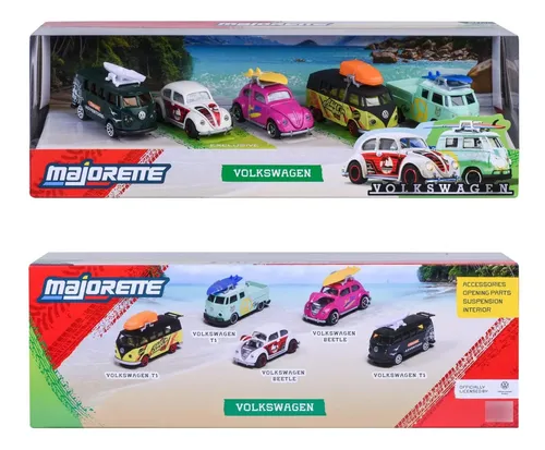 Pack 5 Minis Volkswagen Kombi Fusca Gift Pack 1/64 Majorette