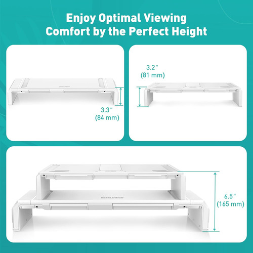 Soporte Elevador Doble Para Monitor De Computadora Con Cajón