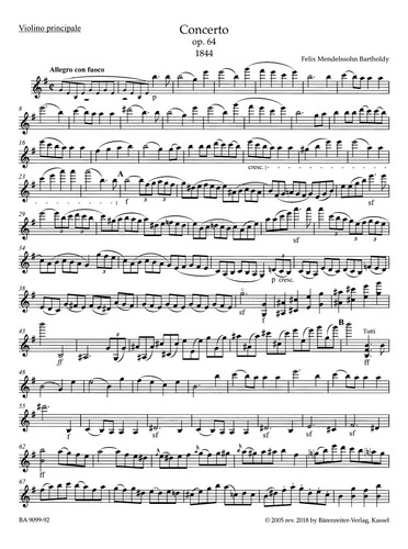 F. Mendelssohn: Concerto In E Minor Op.64 (1844) For Violin