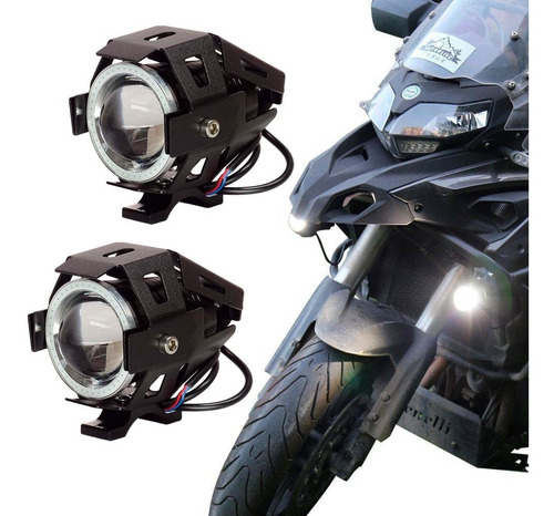 Faro Lupa Led Ojo De Ángel Auxiliar Para Motos (el Par)