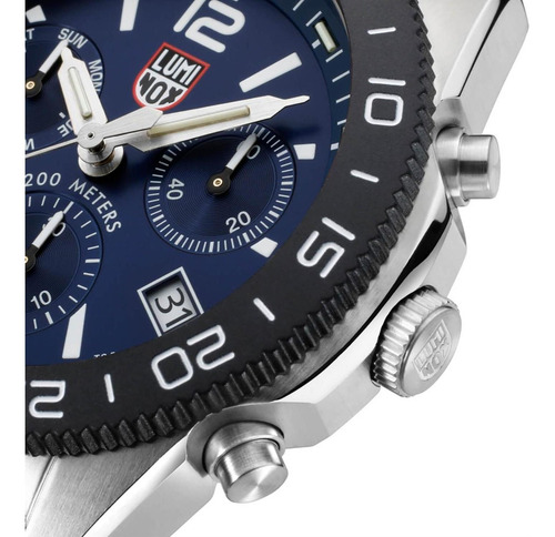 Reloj De Pulsera Luminox Para Hombre Plateado Xs.3144 Color del bisel Negro Color del fondo Azul