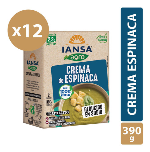 Crema De Espinaca Lista Iansa Agro® 390g Pack 12 Un