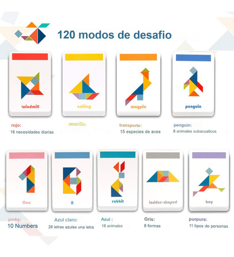 .tangram De Madera Juego Material Didáctico Rompecabezas