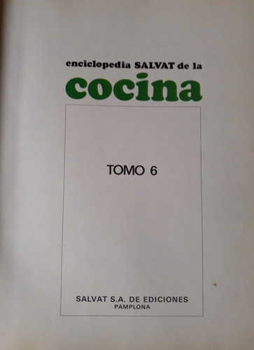 Enciclopedia Salvat De La Cocina N°6 Recetas Ver Indice Foto