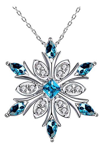 Elensan Collar De Plata De Ley 925 Con Cristales Azules Y Co